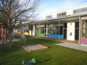Gartenansicht Kita-Gebäude  Gartenansicht Kita-Gebäude